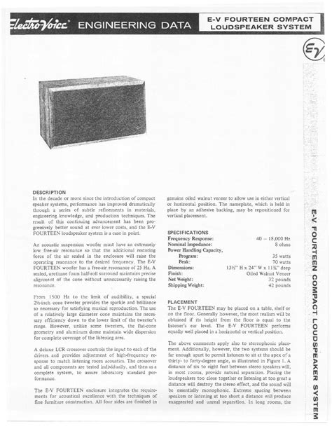 Electro-Voice E-V FOURTEEN Manual pdf manual